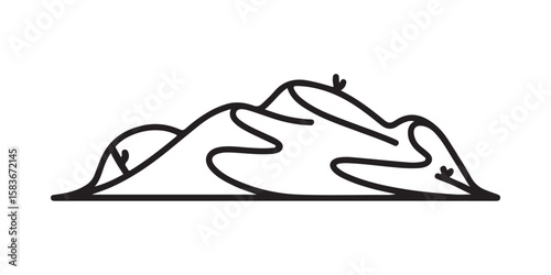 Minimalist Outline Desert Dunes Design for Arid Landscapes and Travel