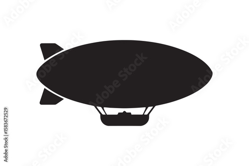 Blimp or Airship Silhouette Design for Aviation and Sky Travel