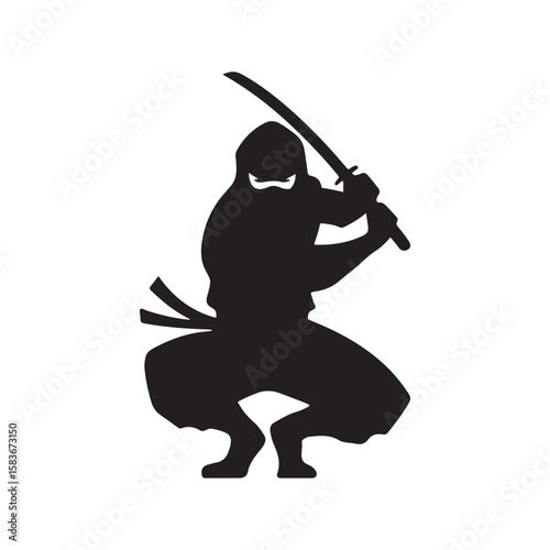Ninja Warrior Silhouette Icon for Martial Arts and Gaming Designs