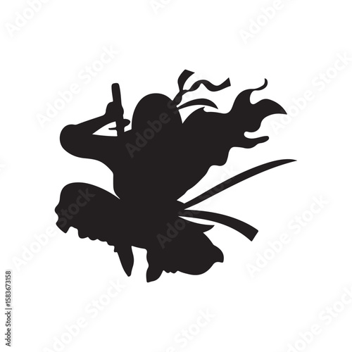 Ninja Warrior Silhouette Icon for Martial Arts and Gaming Designs