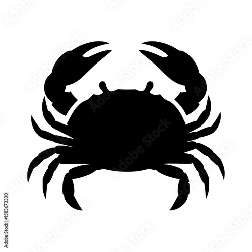 Black crab silhouette vector graphic. Marine animal icon with pincers isolated on a white background., silhouette