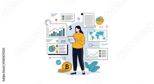 Analyzing financial market trends and global economic growth opportunities with a skilled analyst presenting data