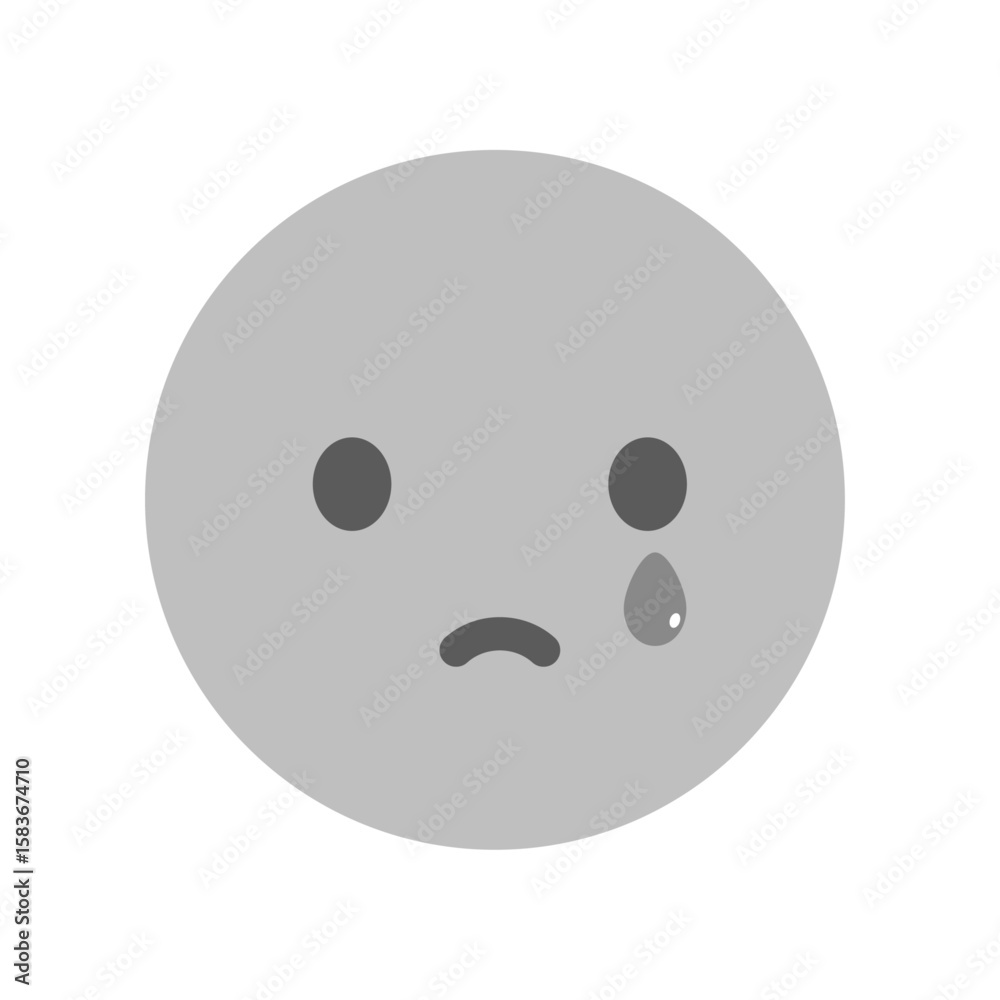 Fototapeta premium 涙を流して泣いている顔の絵文字 - 悲しみやトラブルでツラそうなシンプルな泣き顔のアイコン・イラスト