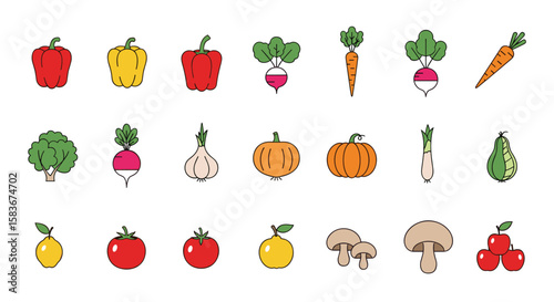 Healthy and vibrant assortment of fresh vegetables and fruits for a wholesome diet