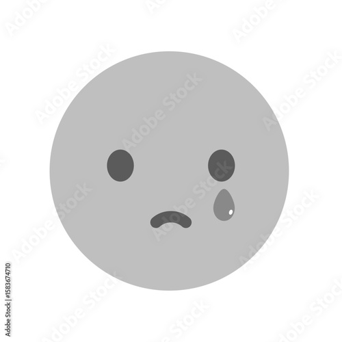 涙を流して泣いている顔の絵文字 - 悲しみやトラブルでツラそうなシンプルな泣き顔のアイコン･イラスト