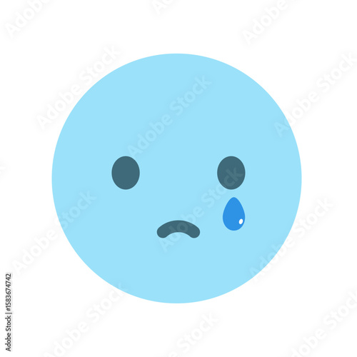 涙を流して泣いている顔の絵文字 - 悲しみやトラブルでツラそうなシンプルな泣き顔のアイコン･イラスト