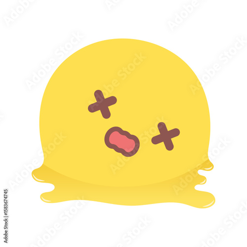 溶けている疲れた表情の絵文字｜暑さや夏バテ、 疲労や睡眠不足、気絶･瀕死のイメージのアイコン素材