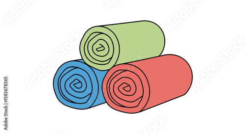 Colorful rolled towels stacked neatly together demonstrating household comfort and cleanliness for everyday living