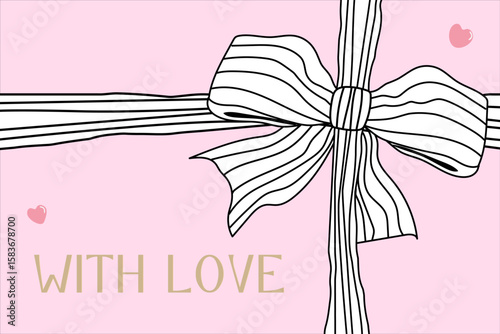 pretty bow decoration vector, pink background