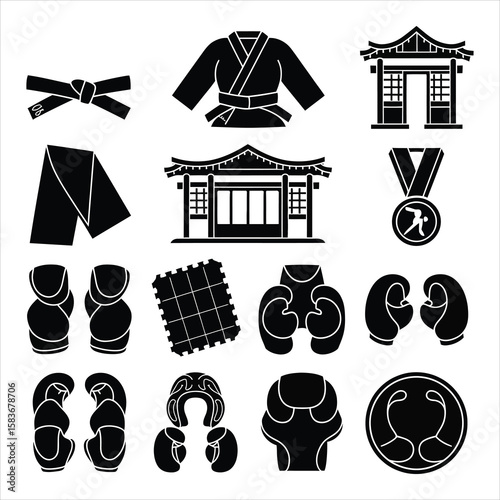 Martial arts equipment and traditional Japanese architecture karate judo