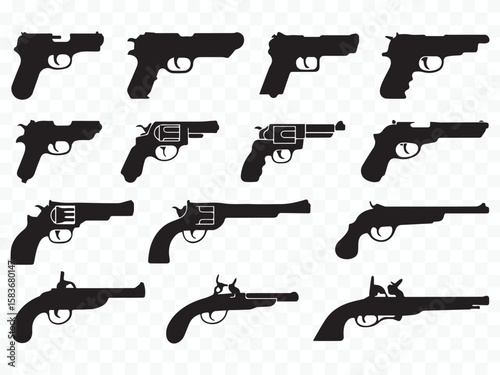 handgun outline vector realistic pistol clipart in ai eps and svg formats for digital media, print, logo and icon design