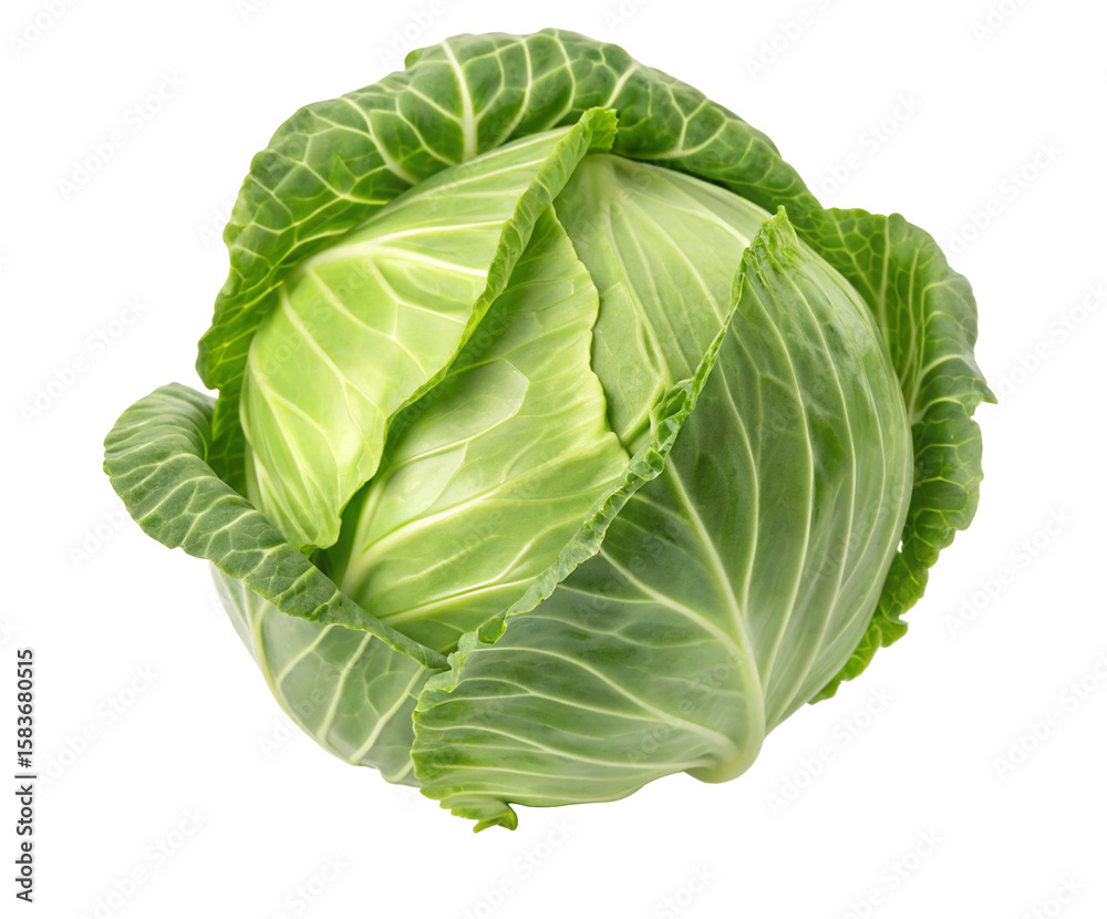 Fresh green cabbage isolated on white background healthy vegetable for versatile culinary uses Fresh green cabbage isolated on white background healthy vegetable for versatile culinary uses