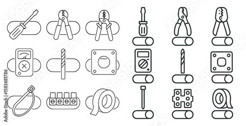 Set of tools and equipment, including a wrench, pliers, and a screwdriver. Concept of practicality and utility, as these tools are commonly used for various tasks and repairs