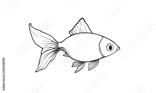 "Small Fish Line Art Illustration – Simple Clean Aquatic Sketch Design"