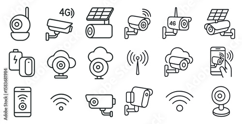 Collection of various security and surveillance devices, including cameras, cell phones, and other electronic devices