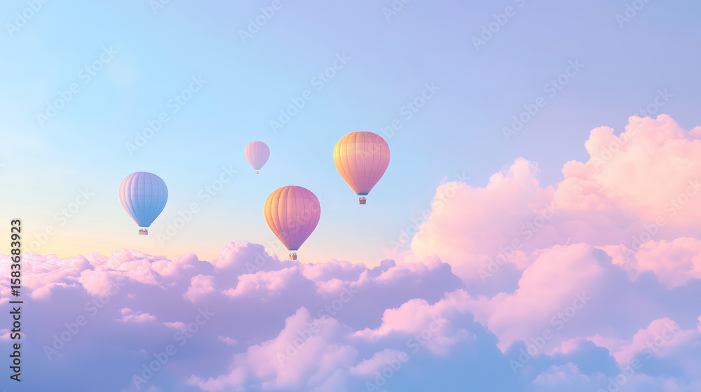 Naklejka premium Hot Air Balloons in Sky