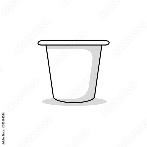 Empty white plastic cup with smooth surface and minimalist design