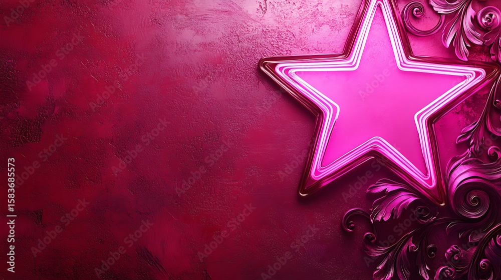 Fototapeta premium Pink star and ornate background
