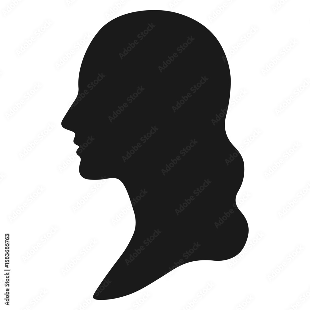 Black vector silhouette profiles of human heads, illustrating abstract concepts of mind and beauty Black vector silhouette profiles of human heads, illustrating abstract concepts of mind and beauty