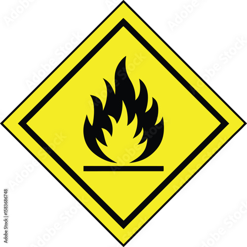 Flammable hazard warning symbol.