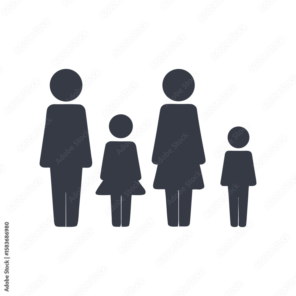 Family silhouette vector icon illustrating a group of people, including a man, woman, and child, symbolizing love and teamwork a minimalist flat black silhouette of family people of group vector icon Family silhouette vector icon illustrating a group of people, including a man, woman, and child, symbolizing love and teamwork a minimalist flat black silhouette of family people of group vector icon