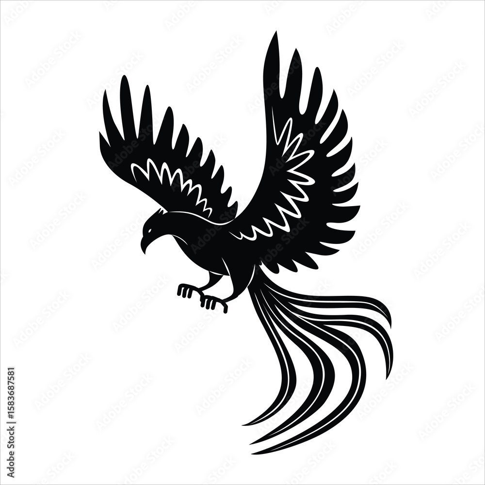 Fototapeta premium phoenix icon silhouette vector flat illustration design on white background