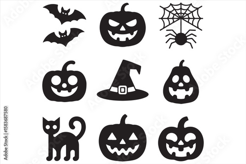 Spooky Halloween Vector Illustration with Haunted House and Pumpkins
