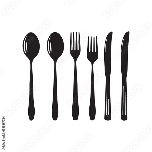 Cutlery Silhouette Icon Set