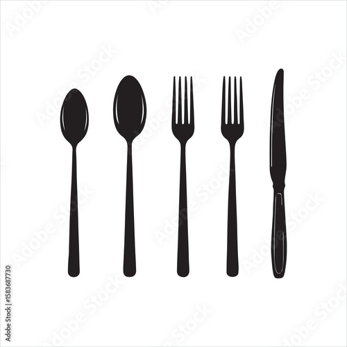 Cutlery Silhouette Icon Set