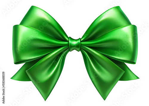 Green bow isolated on transparent or white background
