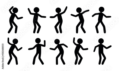 Stick figures dancing show movement and fun, perfect for illustrating concepts or adding flair
