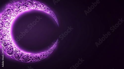 Purple crescent moon, ornate design