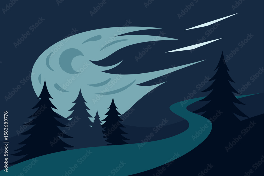 Fototapeta premium wind howling through dark forest pass