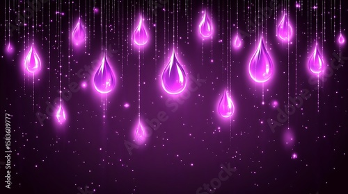 Purple drops, glittering background