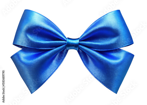 blue  bow isolated on transparent or white background