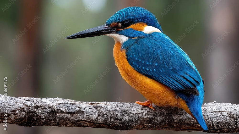 Colorful kingfisher perched on a branch surrounded by autumn leaves near a serene waterway during a calm afternoon in a natural habitat Colorful kingfisher perched on a branch surrounded by autumn leaves near a serene waterway during a calm afternoon in a natural habitat