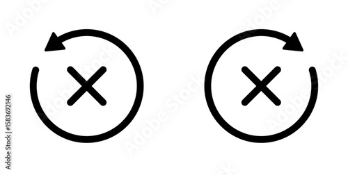 Cross shape and rotating arrow