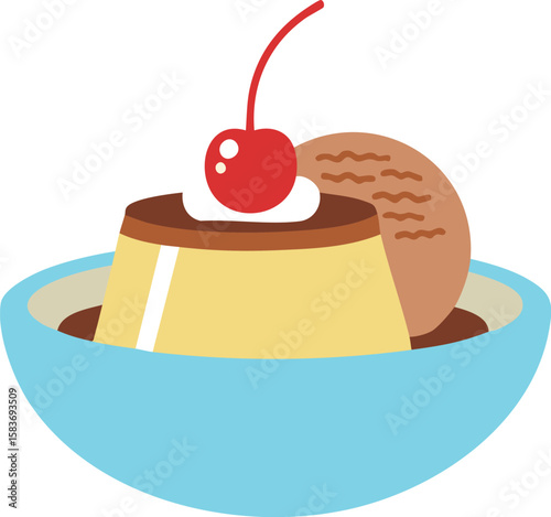 Minimalist Flat Design Pudding A La Mode