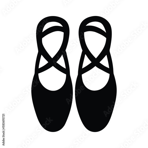 Pink rubber flip-flop sandals, a summer footwear fashion accessory, are isolated on a white background a minimalist flat black silhouette pair of dancing shoes vector icon illustration on white 