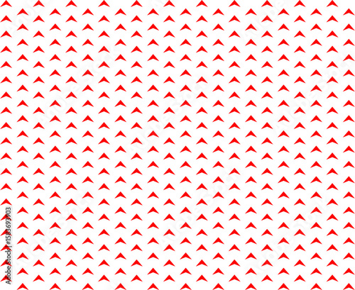 Geometric seamless pattern. Arrow background. Abstract texture. Repeated red and white Monochrome graphic shapes of arrow.