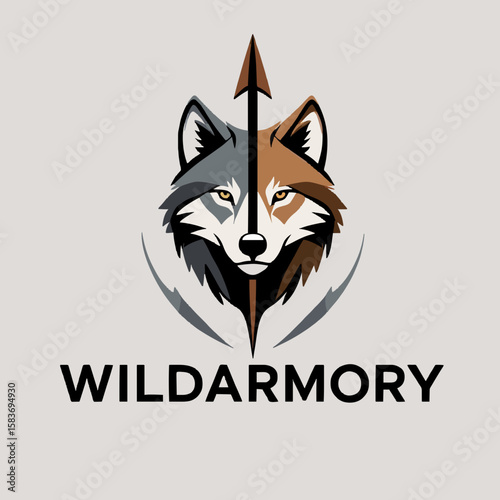A logo featuring a wolf's head split by an arrow, signifying a company called Wild Armory.