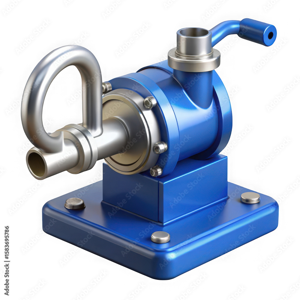 3d blue metal pump with silver accents isolated on transparent background 3d blue metal pump with silver accents isolated on transparent background