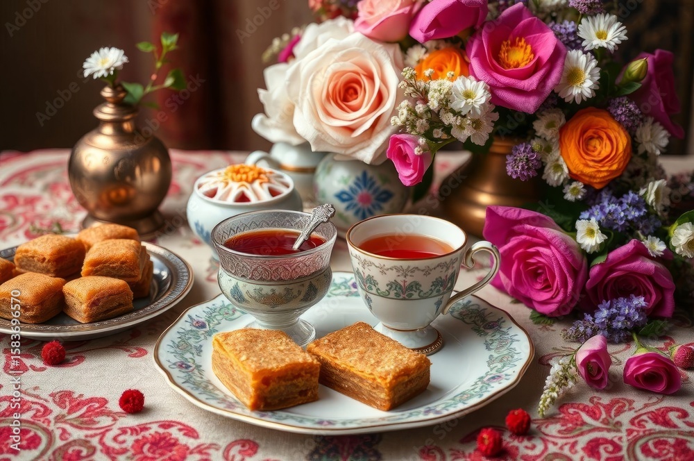 Nowruz Table with Saffron Tea Nowruz Table with Saffron Tea