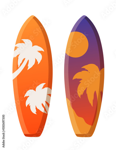 Surfboard set. Vector set isolated on white background.
