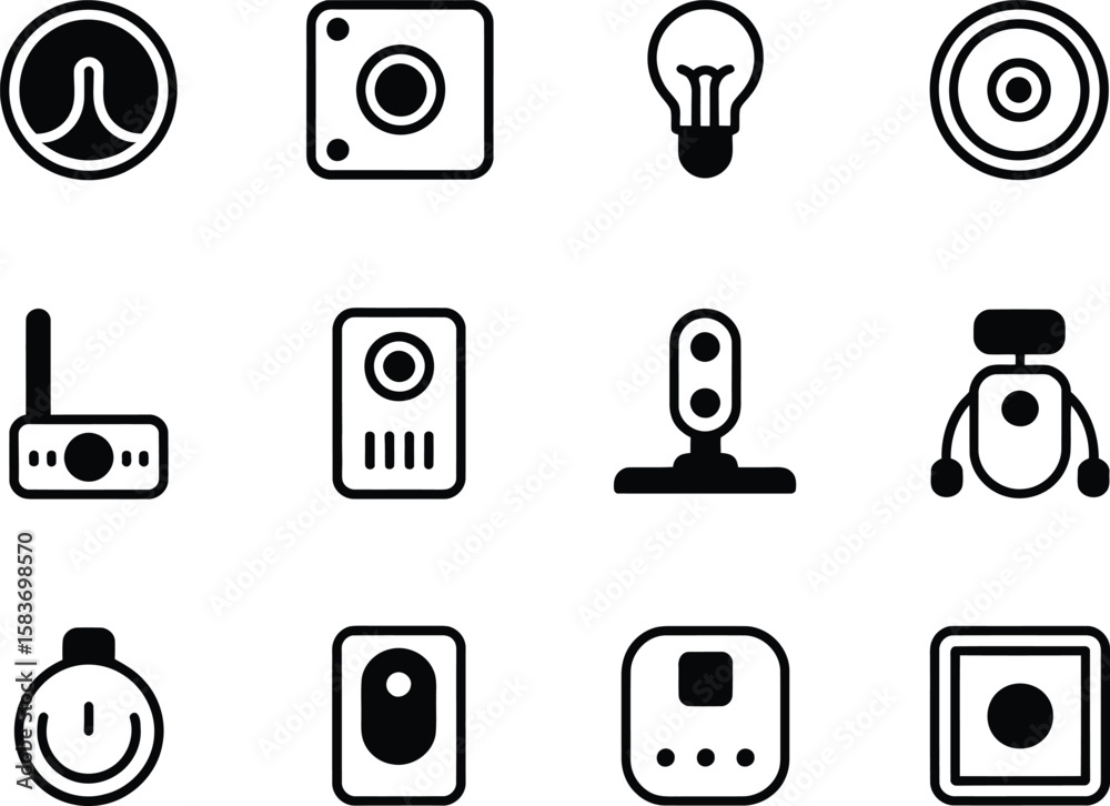 Fototapeta premium Simple Line Icons Representing Smart Home and Security Devices