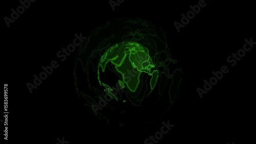 Abstract glowing yellow globe planet earth on black background Suitable for educational, business films, modern explainers animation.