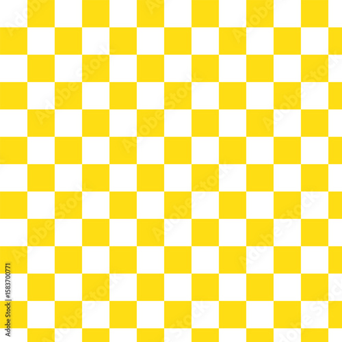 yellow checkerboard pattern background.