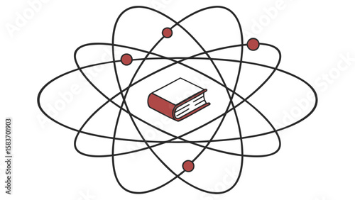 Simple Flat Vector Atom Structure with Red Book electrons