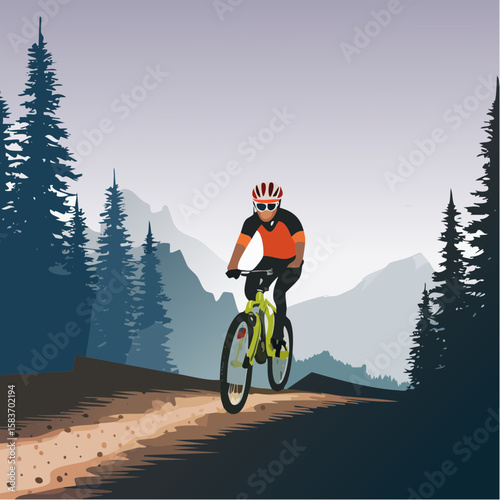Mountain biker enjoying a ride on a scenic mountain trail