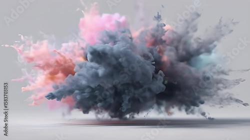 Explosive Colorful Powder Clouds Bursting Mid Air Slow Motion